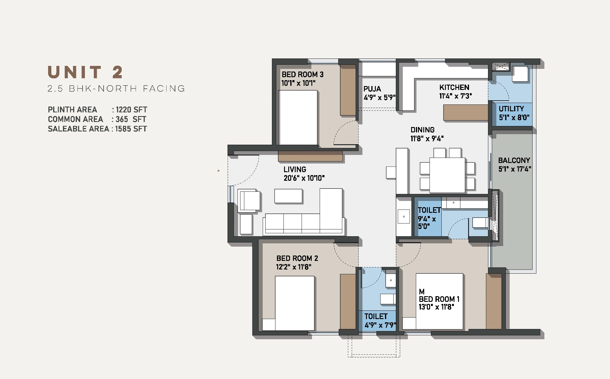 Configuration B 2.5 BHK floor plan