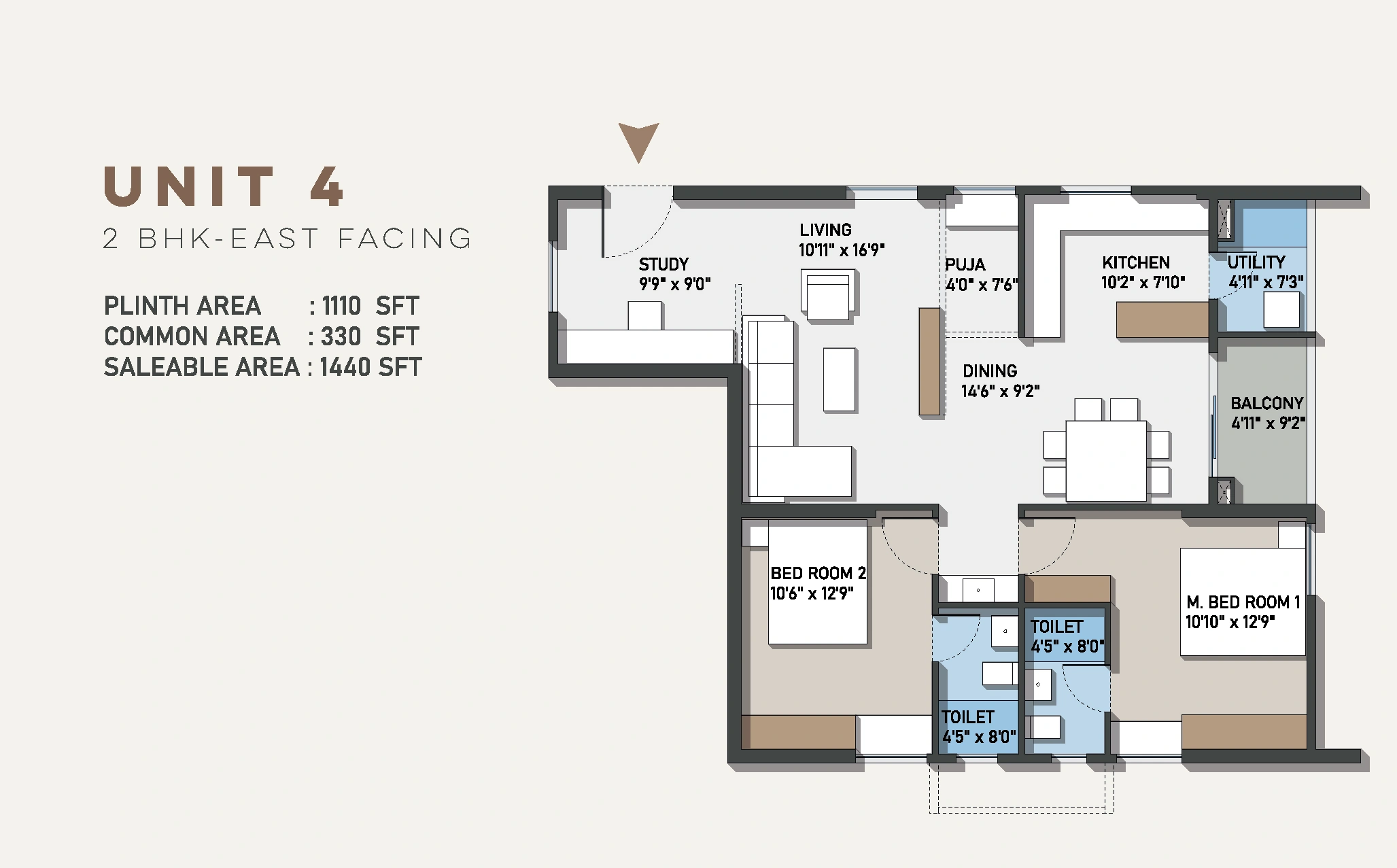 Configuration A 2 BHK floor plan